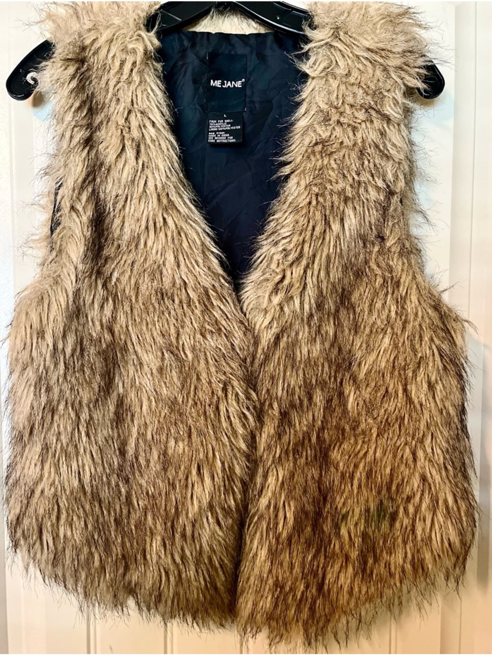 Me Jane Faux Fur Vest in Taupe Size Large